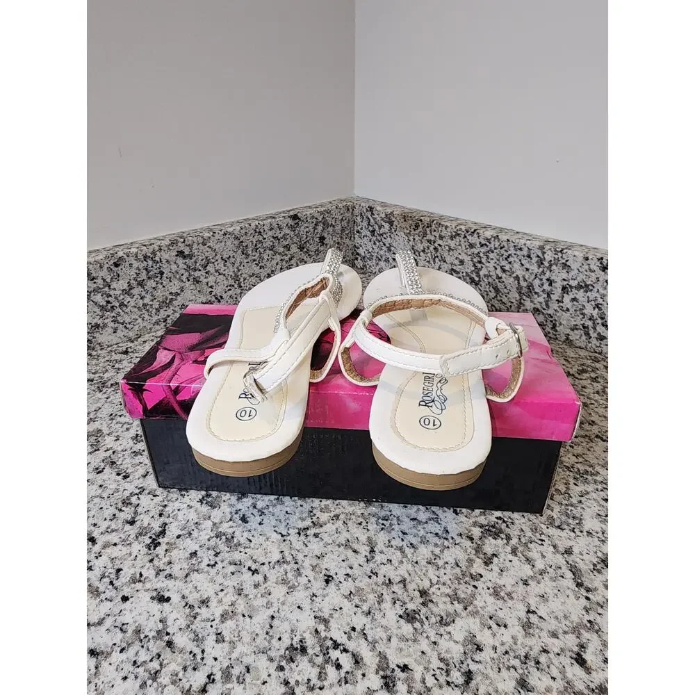 Rosegirl Cream and Rhinestone strap sandals